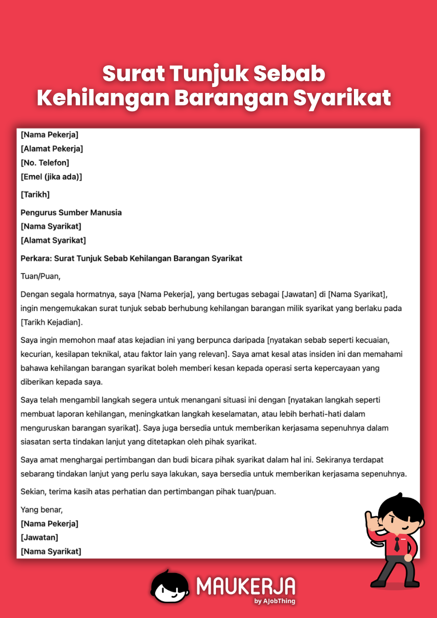 Surat Tunjuk Sebab Kehilangan Barangan Syarikat